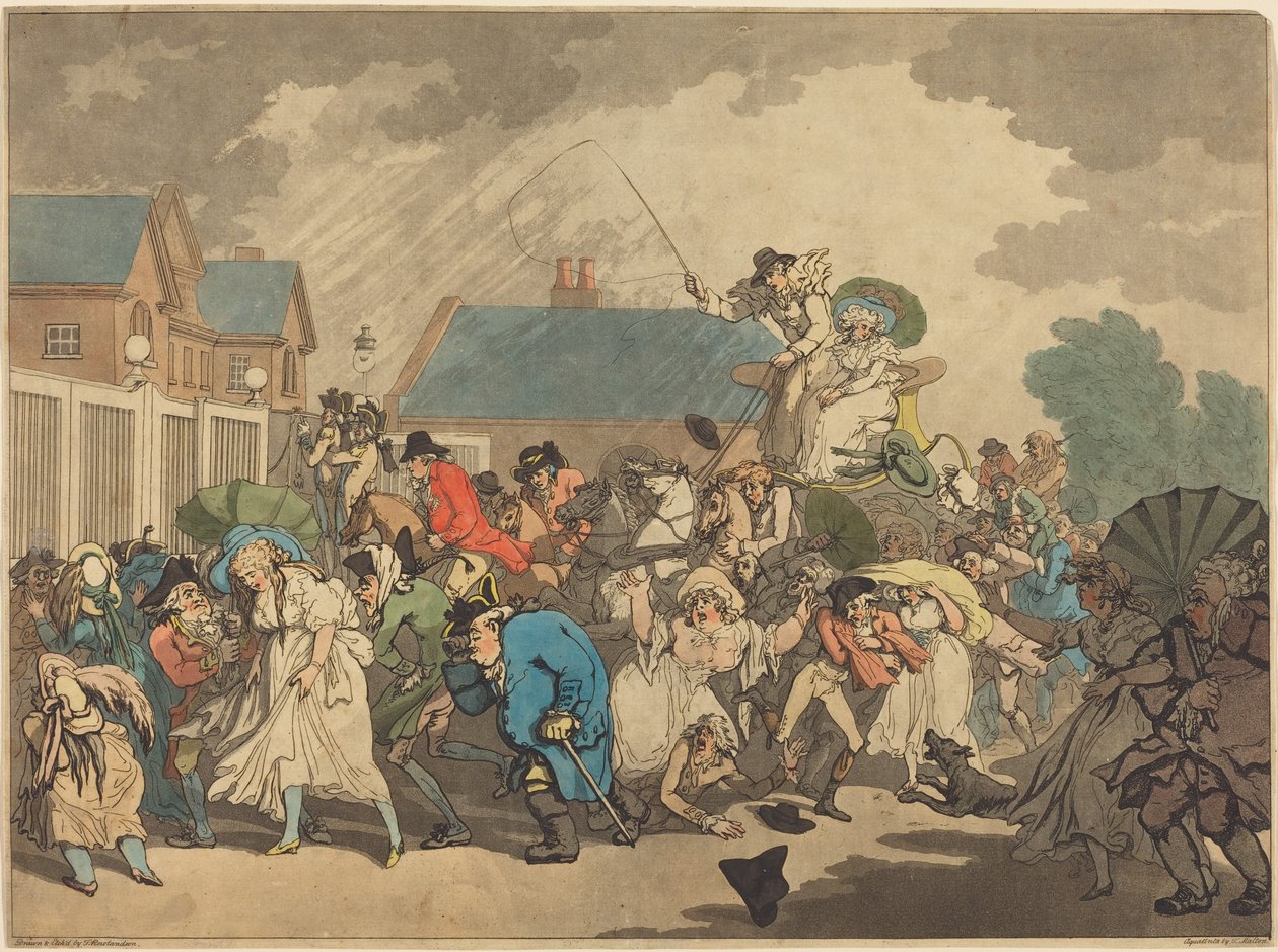 En storm i Hyde Park av Thomas Rowlandson
