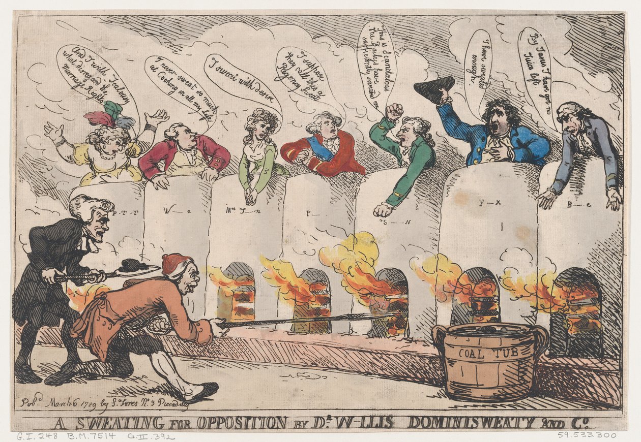 A Sweating for Opposition av Dr. W-llis Dominisweaty and Co., 6. mars 1789., 6. mars 1789. av Thomas Rowlandson