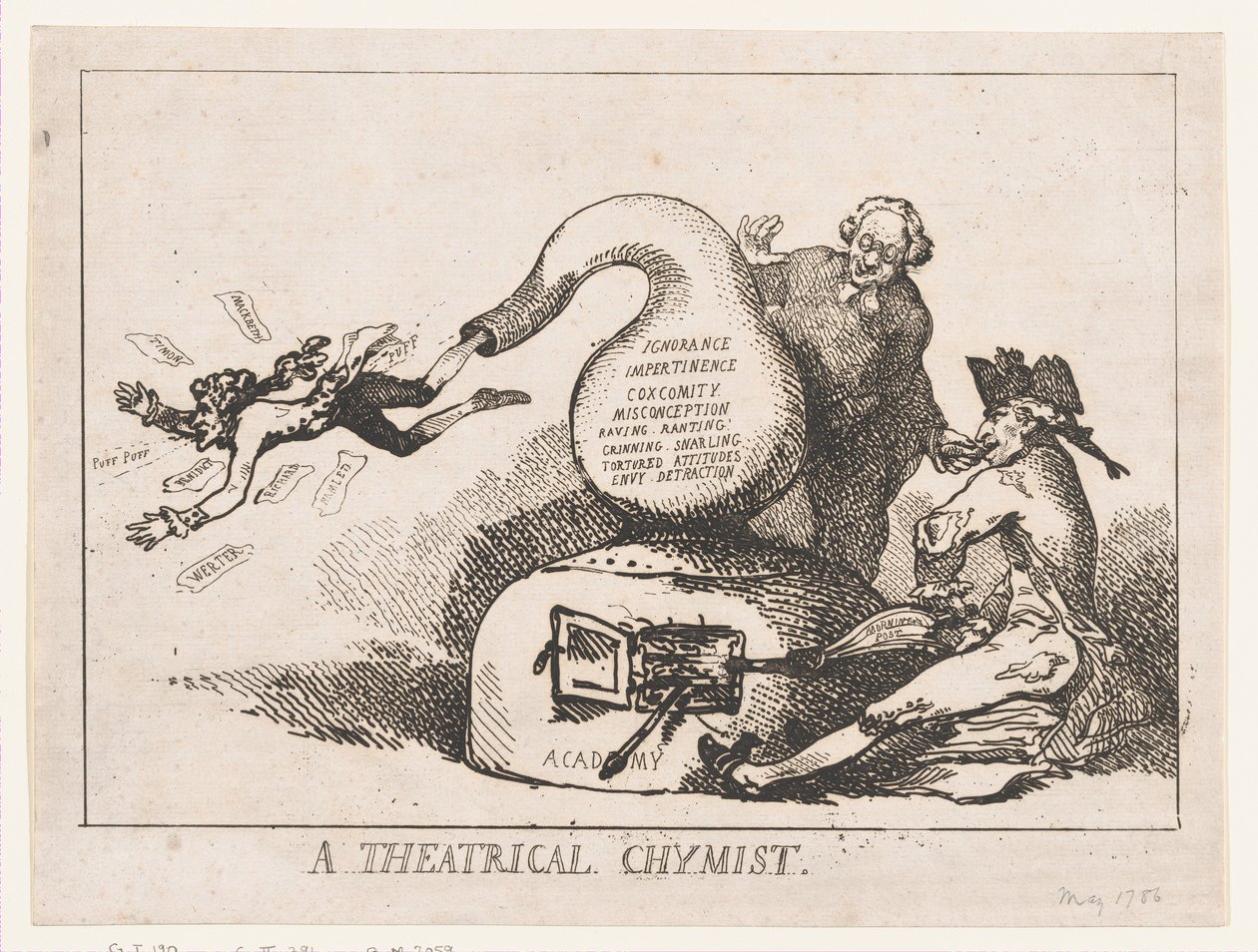 En teatralsk chymist, mai 1786., mai 1786. av Thomas Rowlandson