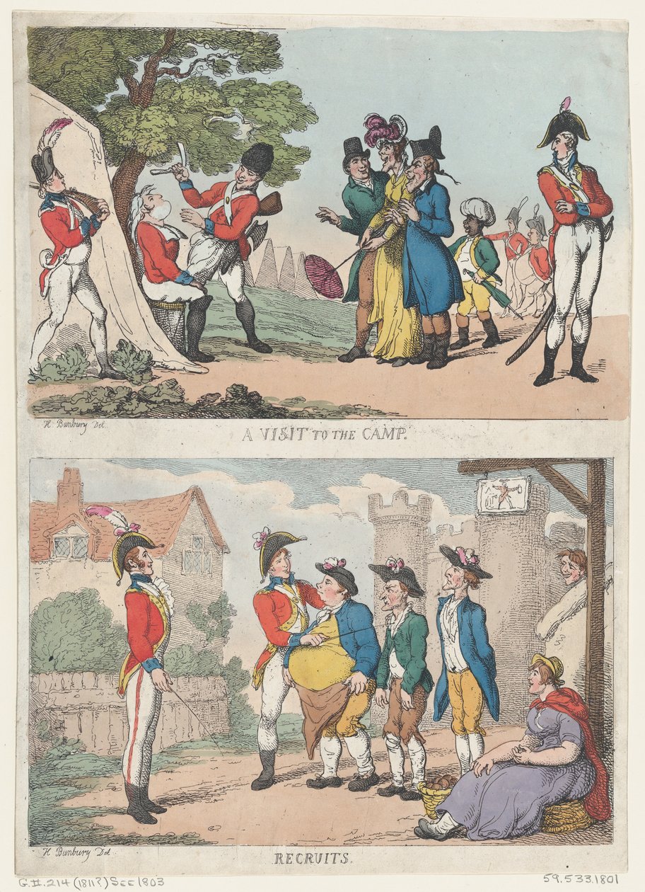 Et besøk i leiren og rekrutter, 1811, 1811. av Thomas Rowlandson