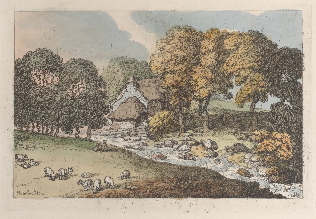 Et vassdrag, fra utsikt i Cornwall, 1812., 1812. av Thomas Rowlandson