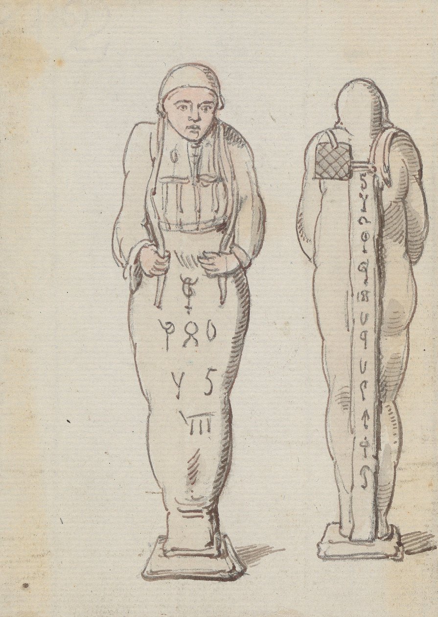 En mumie, sett forfra og bakfra av Thomas Rowlandson