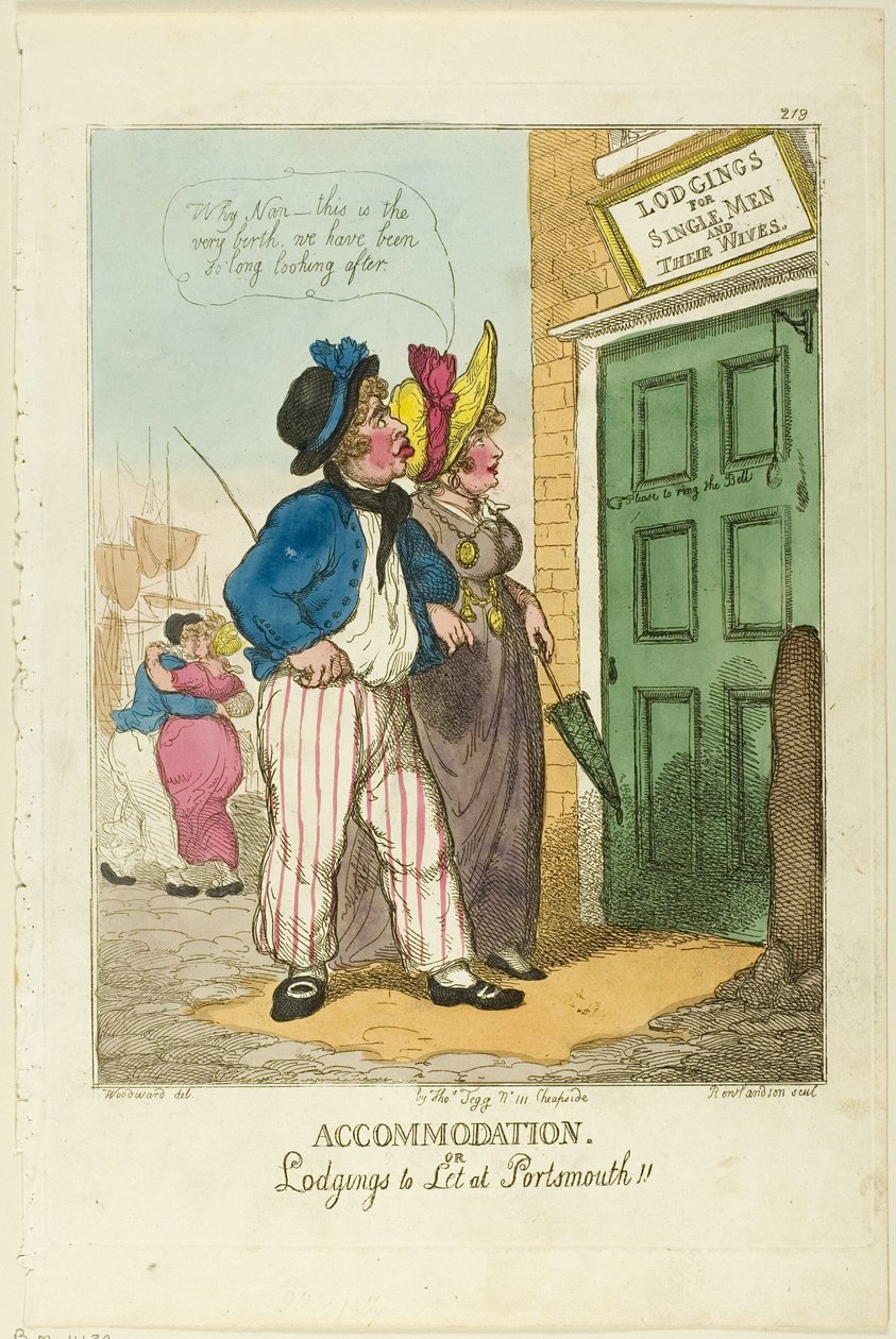 Overnatting eller losji å leie Portsmouth av Thomas Rowlandson