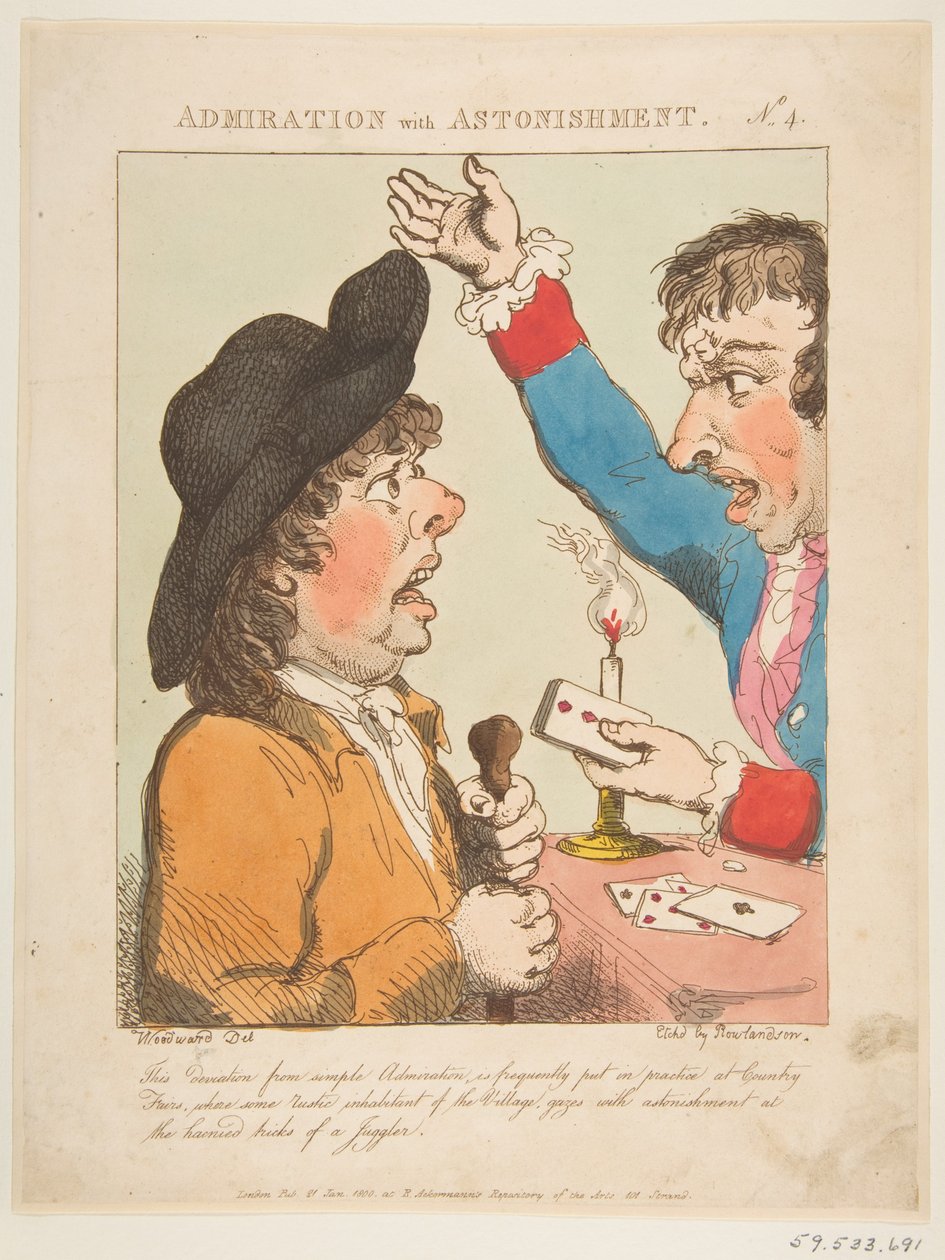 Beundring med forbauselse Le Brun Travested, eller Caricatures of the Passions, 21. januar 1800. av Thomas Rowlandson