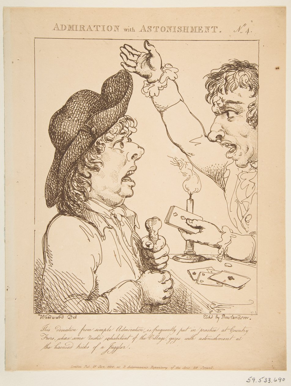 Beundring med forbauselse Le Brun Travested, eller Caricatures of the Passions, 21. januar 1800. av Thomas Rowlandson