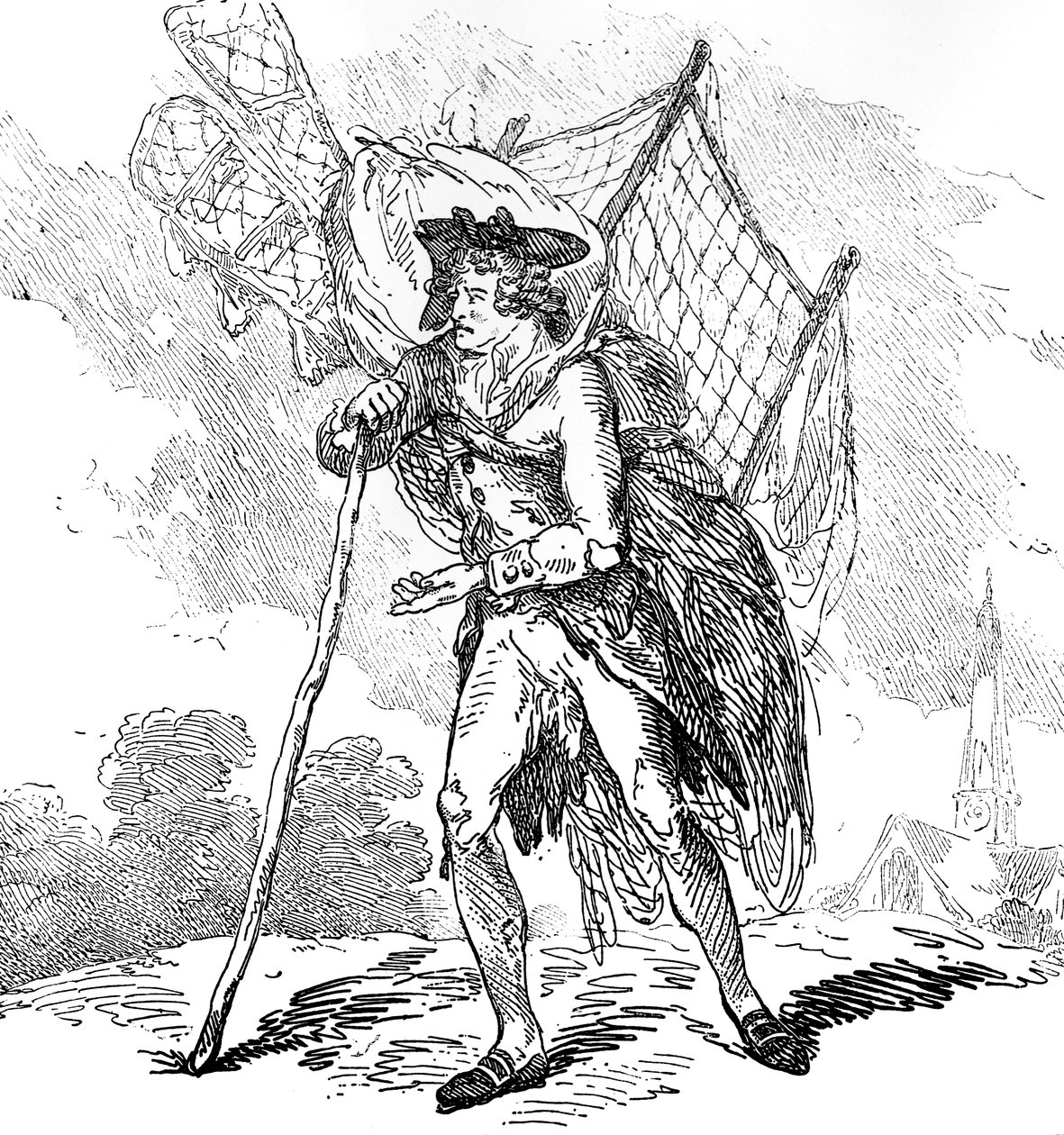 Aerostation ut ved Elbows eller The Itinerant Aeronaut, 1786 av Thomas Rowlandson