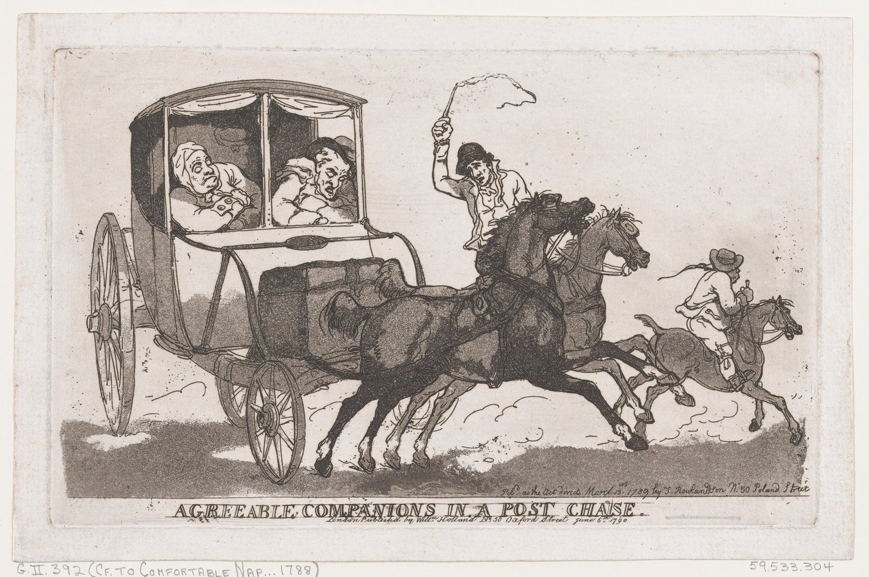 Agreeable Companions in a Post Chaise, 5. juni 1790., 5. juni 1790. av Thomas Rowlandson