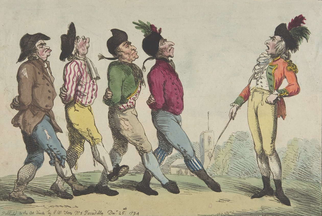 En tidlig leksjon om marsjering, 24. desember 1794., 24. desember 1794. av Thomas Rowlandson