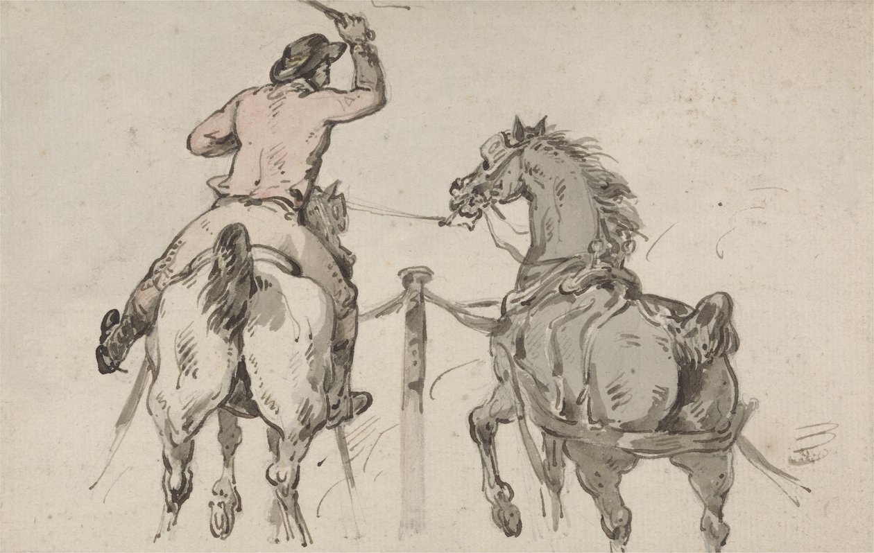 An English Postilion, ca. 1785 (grafitt, penn, blekk og m/c på papir) av Thomas Rowlandson