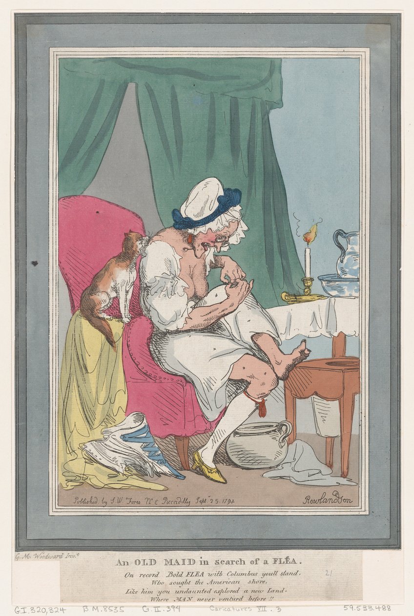 En gammel hushjelp på jakt etter en loppe, 25. september 1794., 25. september 1794. av Thomas Rowlandson