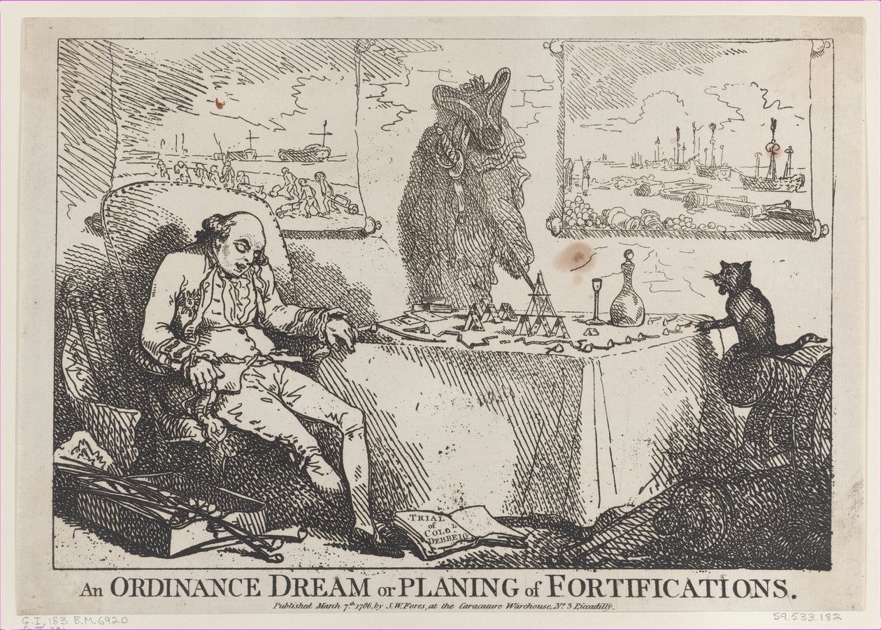 An Ordinance Dream or Planning of Fortifications, 7. mars 1786., 7. mars 1786. av Thomas Rowlandson