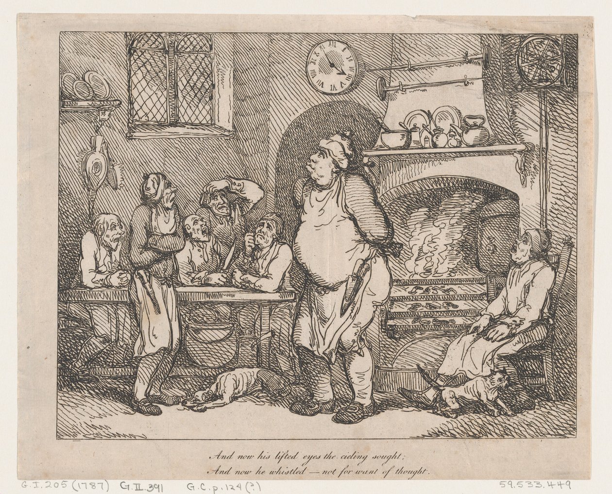 Og nå søkte hans oppadvendte blikk mot taket... av Thomas Rowlandson