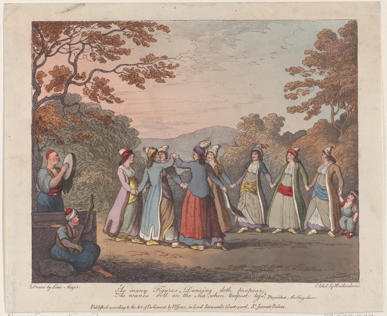 Så mange figurer, danser foreslår, Mens bølger ruller på havet, når stormen kommer..., 31. juli 1804. av Thomas Rowlandson