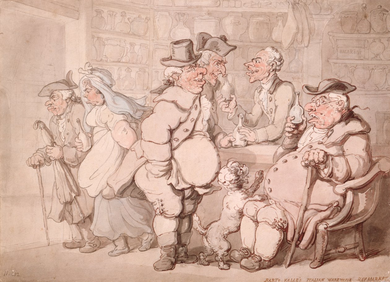 Barto Valles italienske lager, Haymarket, London av Thomas Rowlandson