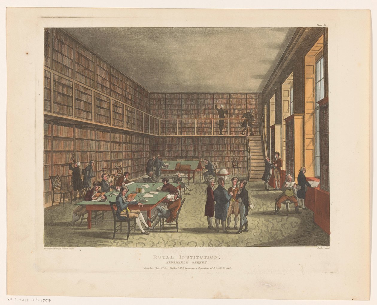 Library of the Royal Institution i London Royal Institution, Albemarle Street (tittel på objekt) av Thomas Rowlandson