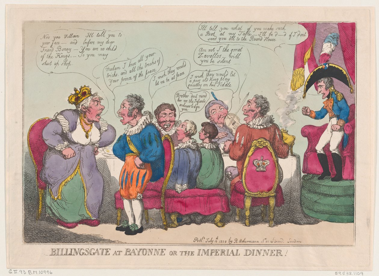 Billingsgate ved Bayonne, eller The Imperial Dinner!, 10. juli 1808., 10. juli 1808. av Thomas Rowlandson