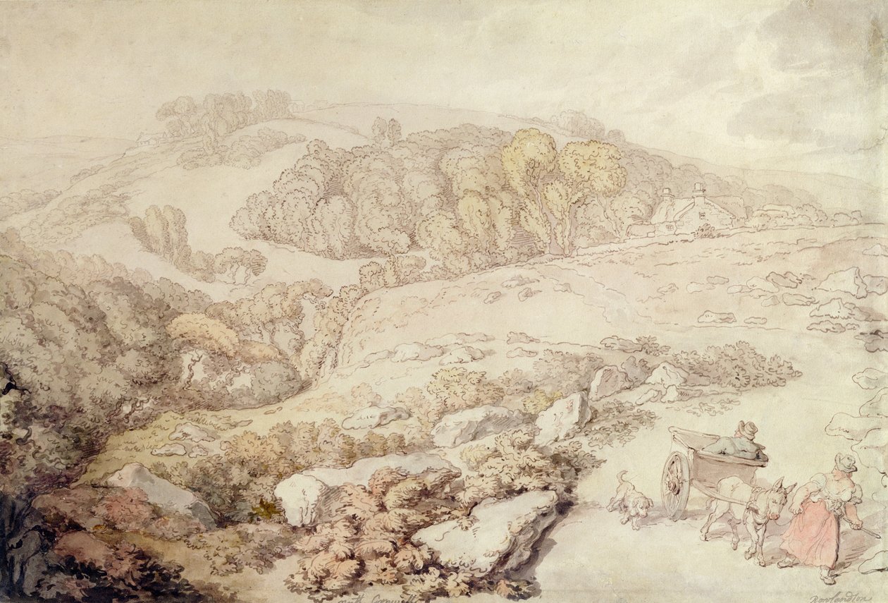 Bodmin Moor, North Cornwall, ca. 1825 (penn og blekk og akvarell på papir) av Thomas Rowlandson