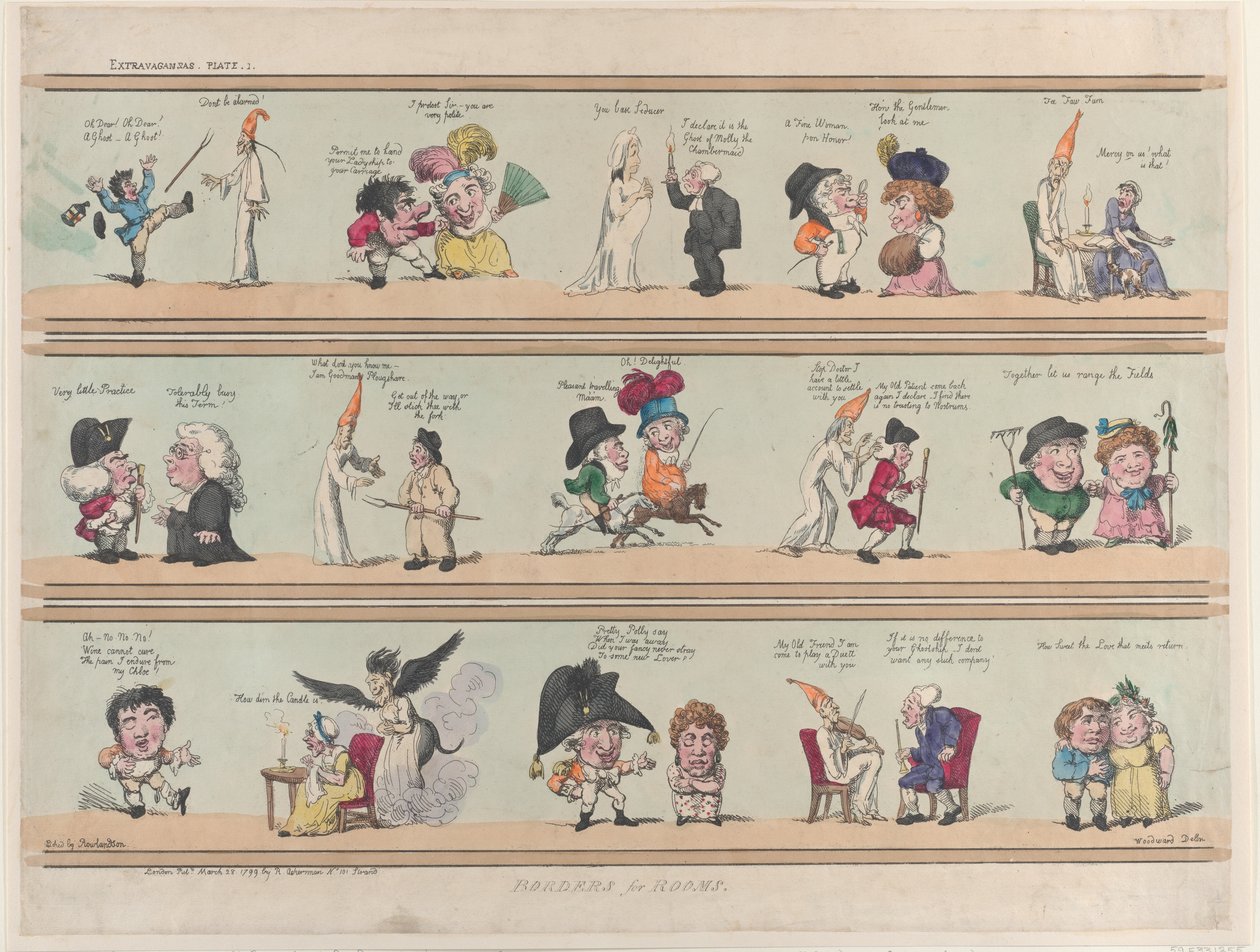 Borders for Rooms, Extravaganzas Plate 1, 28. mars 1799., 28. mars 1799. av Thomas Rowlandson