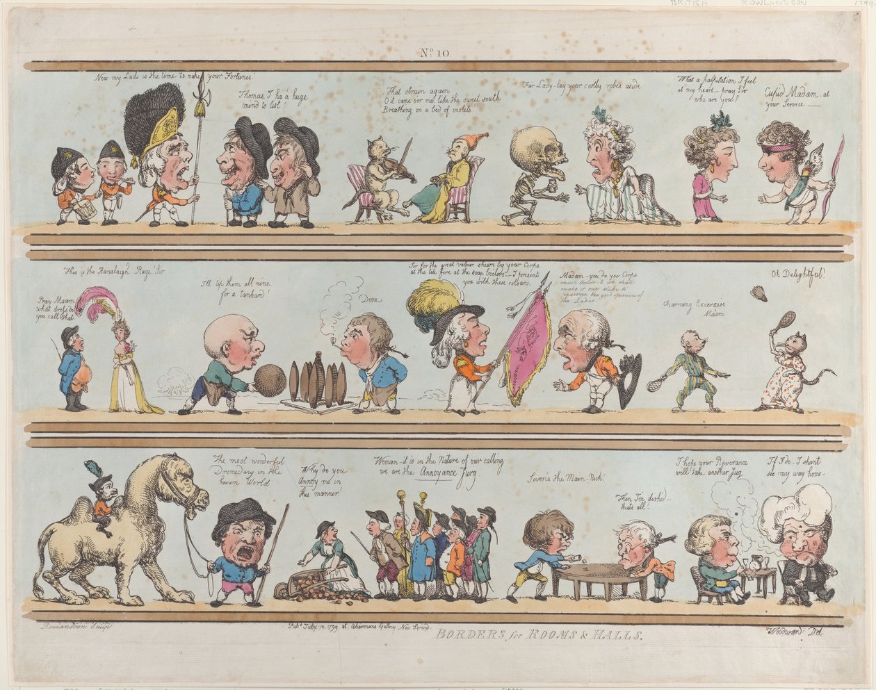Borders for Rooms & Halls, Plate 10, 10. juli 1799., 10. juli 1799. av Thomas Rowlandson