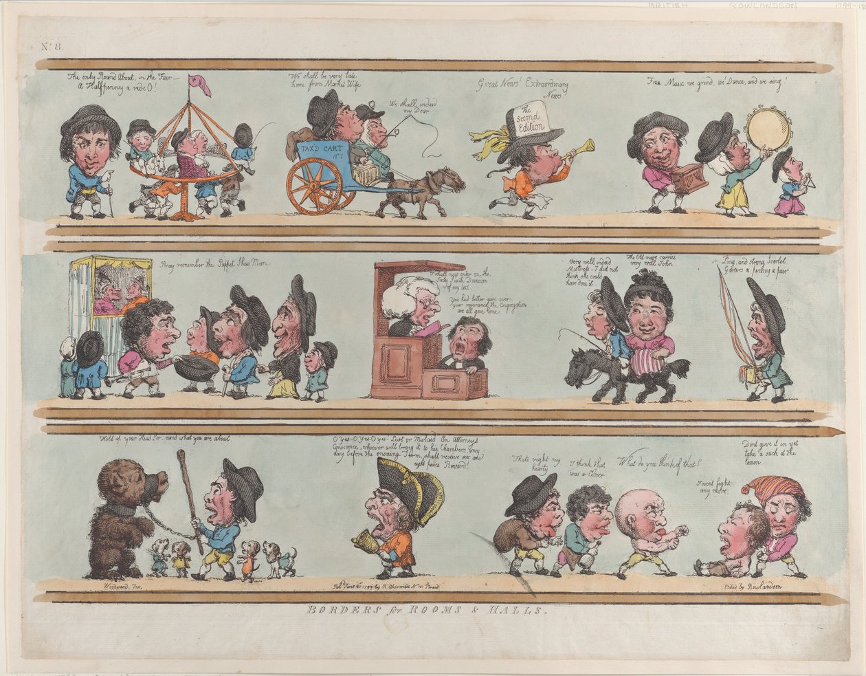 Borders for Rooms & Halls, Plate 8, 20. juni 1799., 20. juni 1799. av Thomas Rowlandson