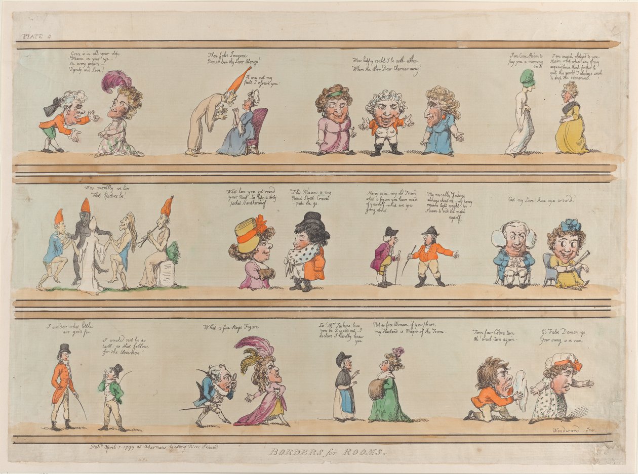 Border for Rooms, Plate 4, 1. april 1799., 1. april 1799. av Thomas Rowlandson