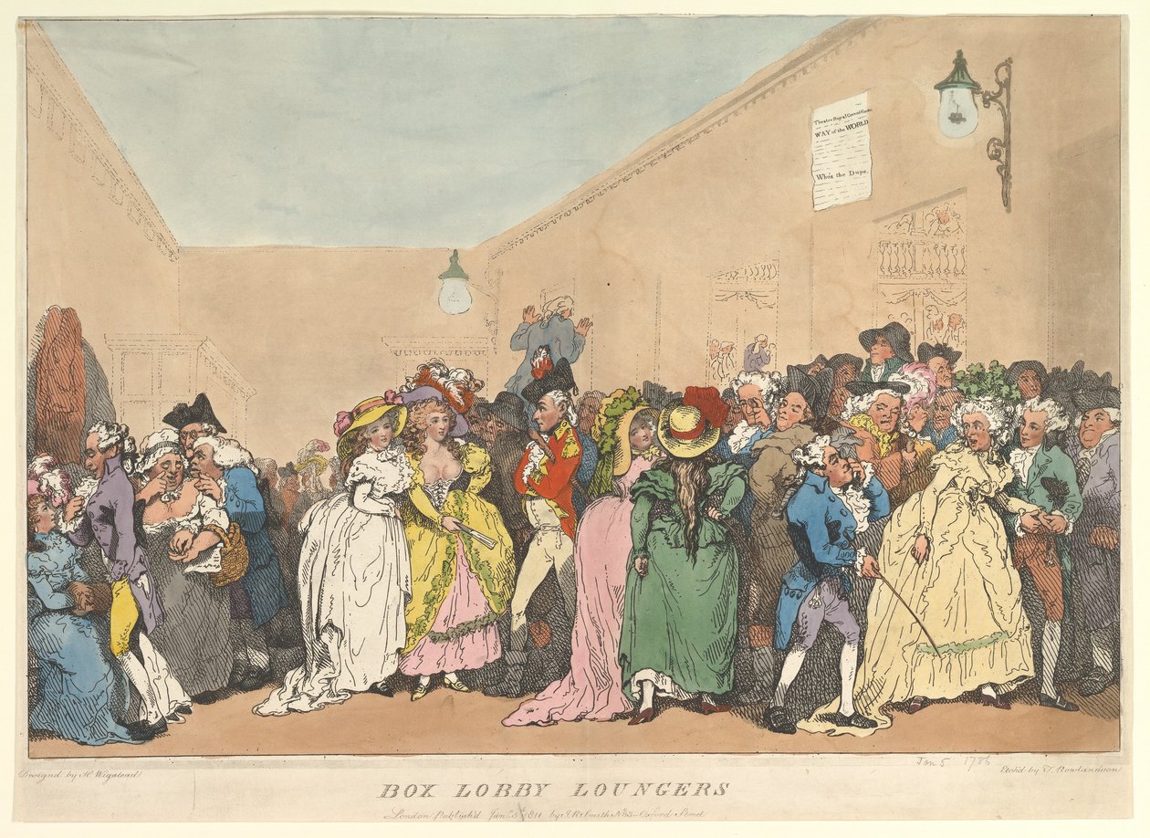 Box Lobby Loungers, 5. januar 1811. av Thomas Rowlandson