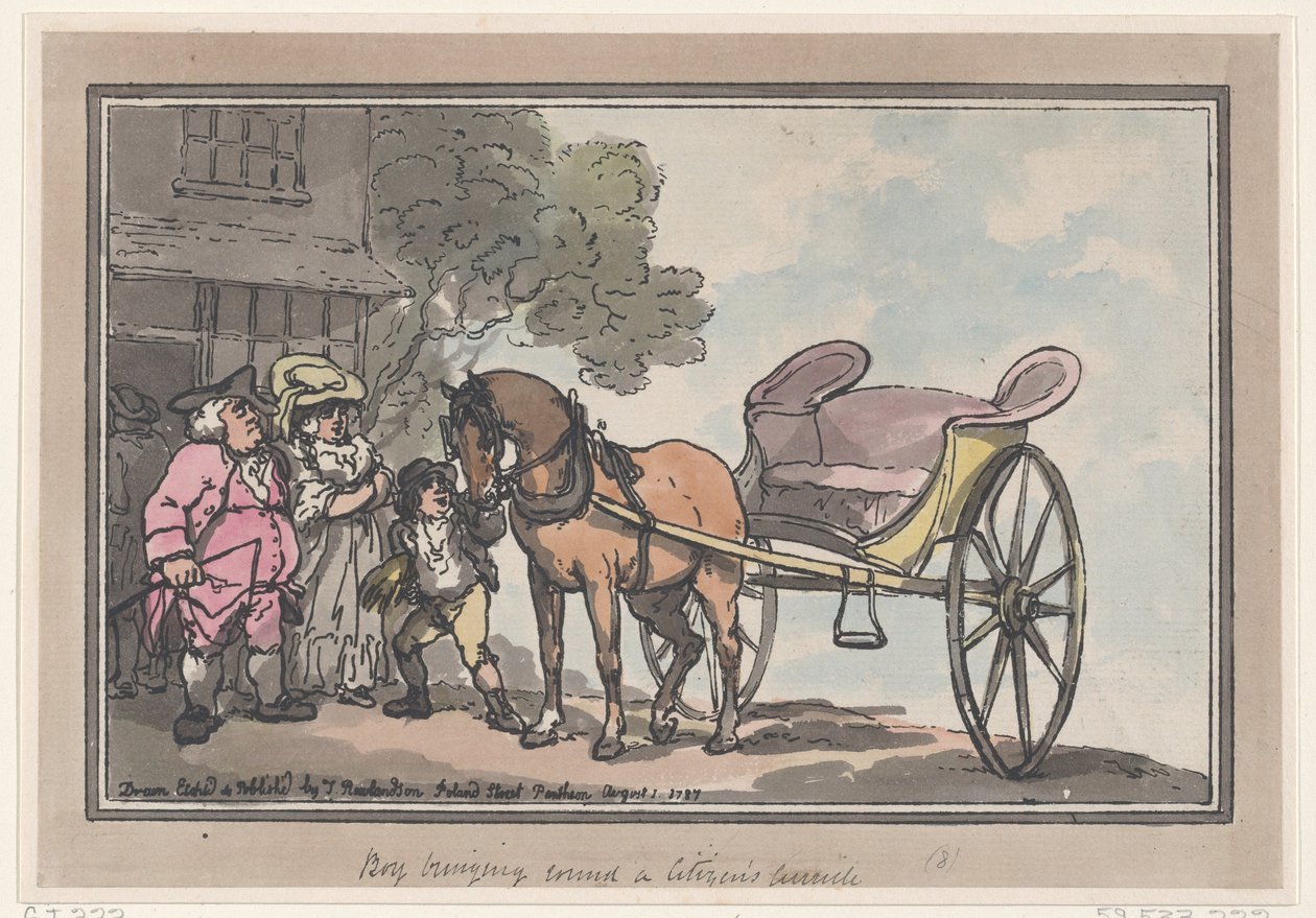Gutt som bringer rundt en borgers læreplan, 1. august 1787., 1. august 1787. av Thomas Rowlandson