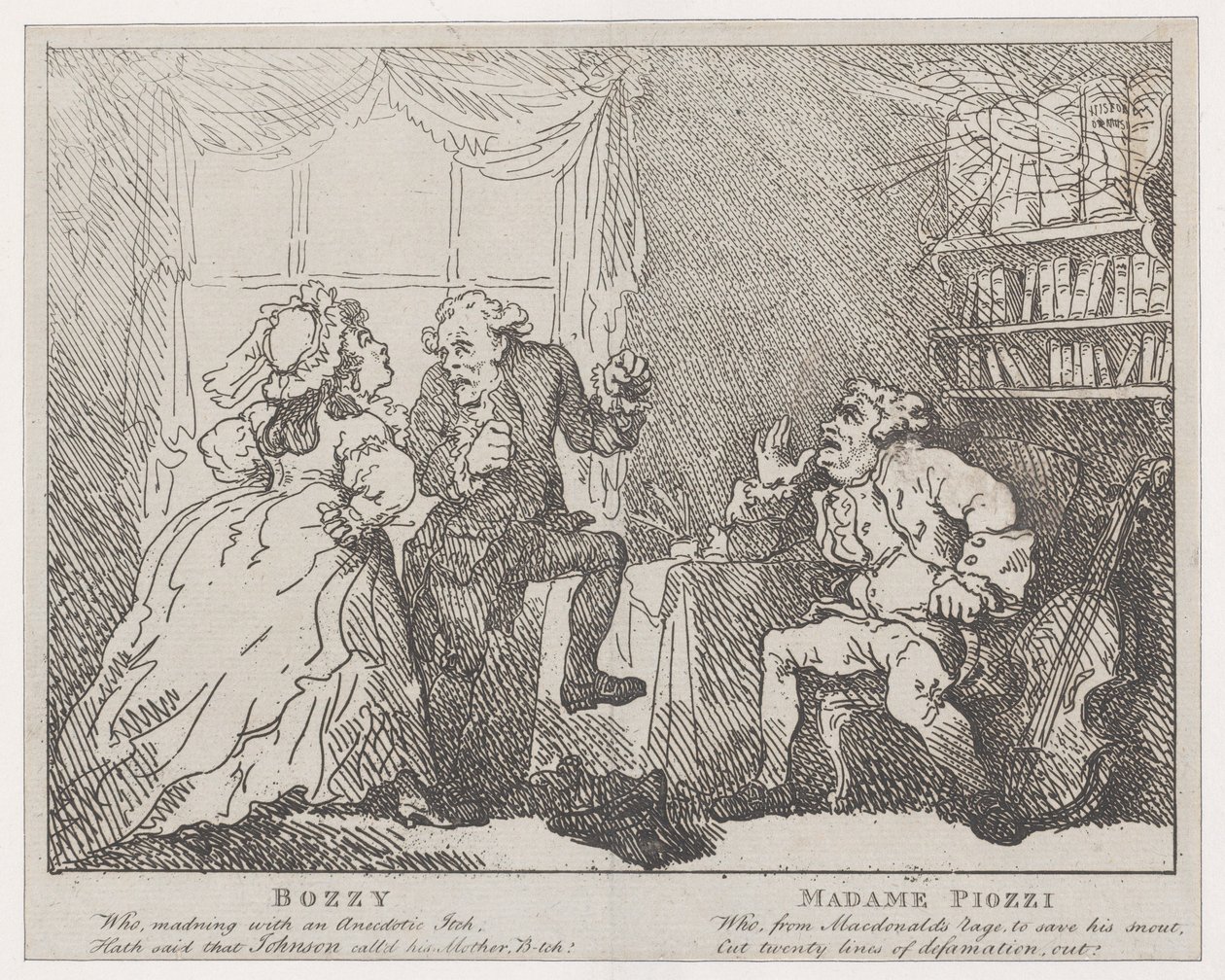 Bozzy og Madame Piozzi Frontispice, Bozzy og Piozzi av Peter Pindar, 1780-86., 1780-86. av Thomas Rowlandson
