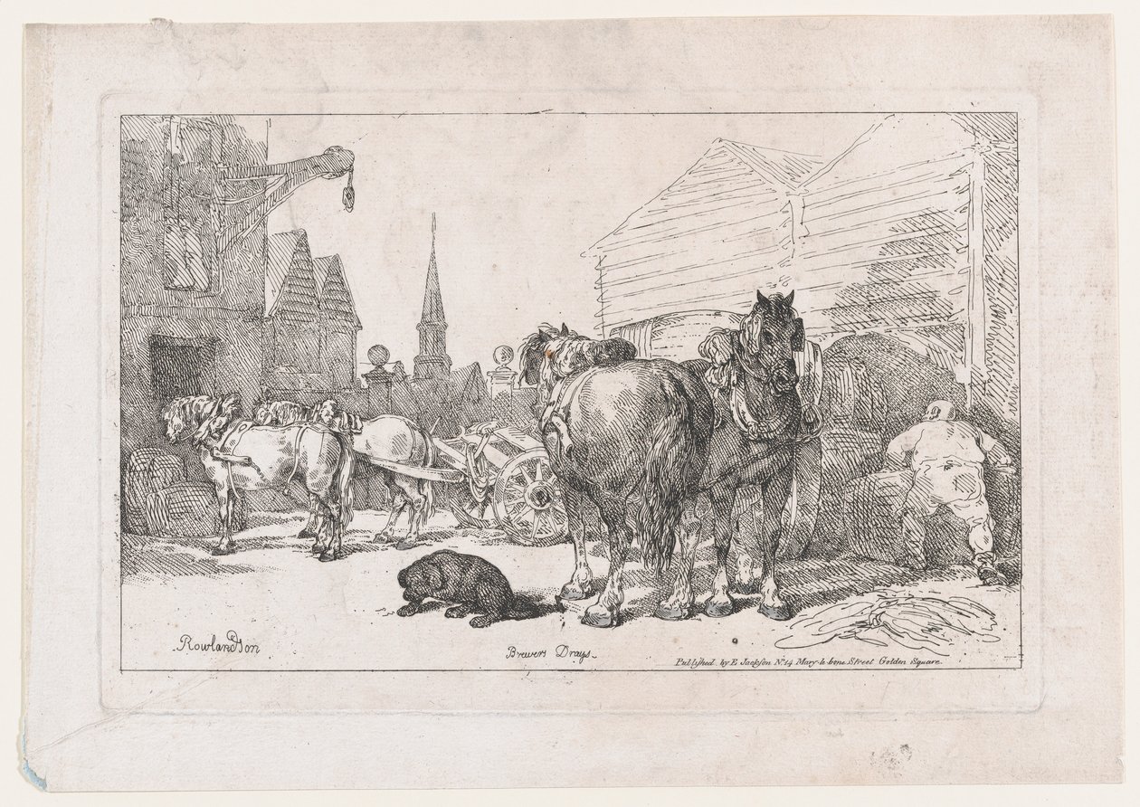Brewers Drays, fra A New Book of Horses and Carriages, 1784., 1784. av Thomas Rowlandson