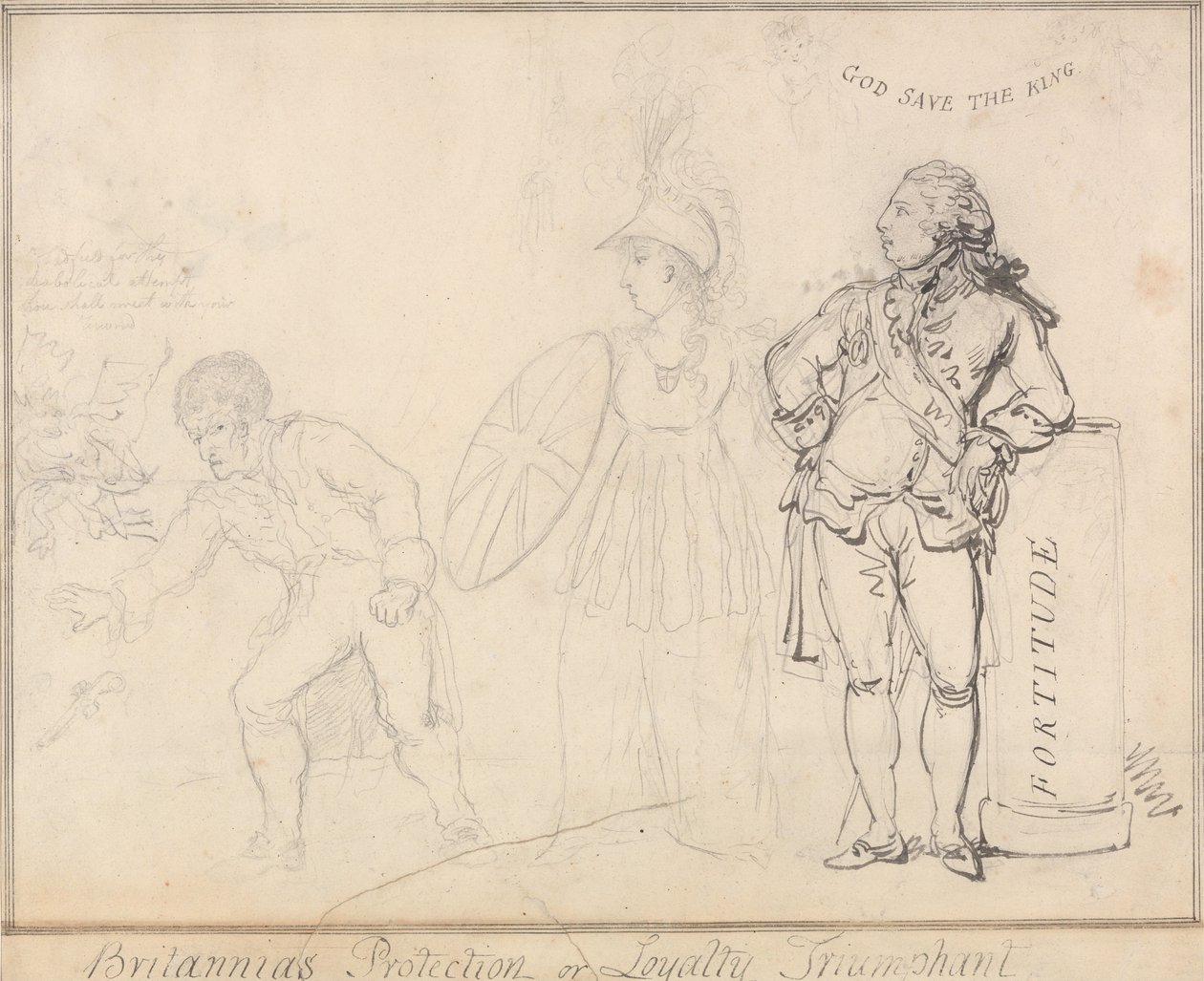 «Britannias beskyttelse», eller «Lojalitetens triumf» av Thomas Rowlandson