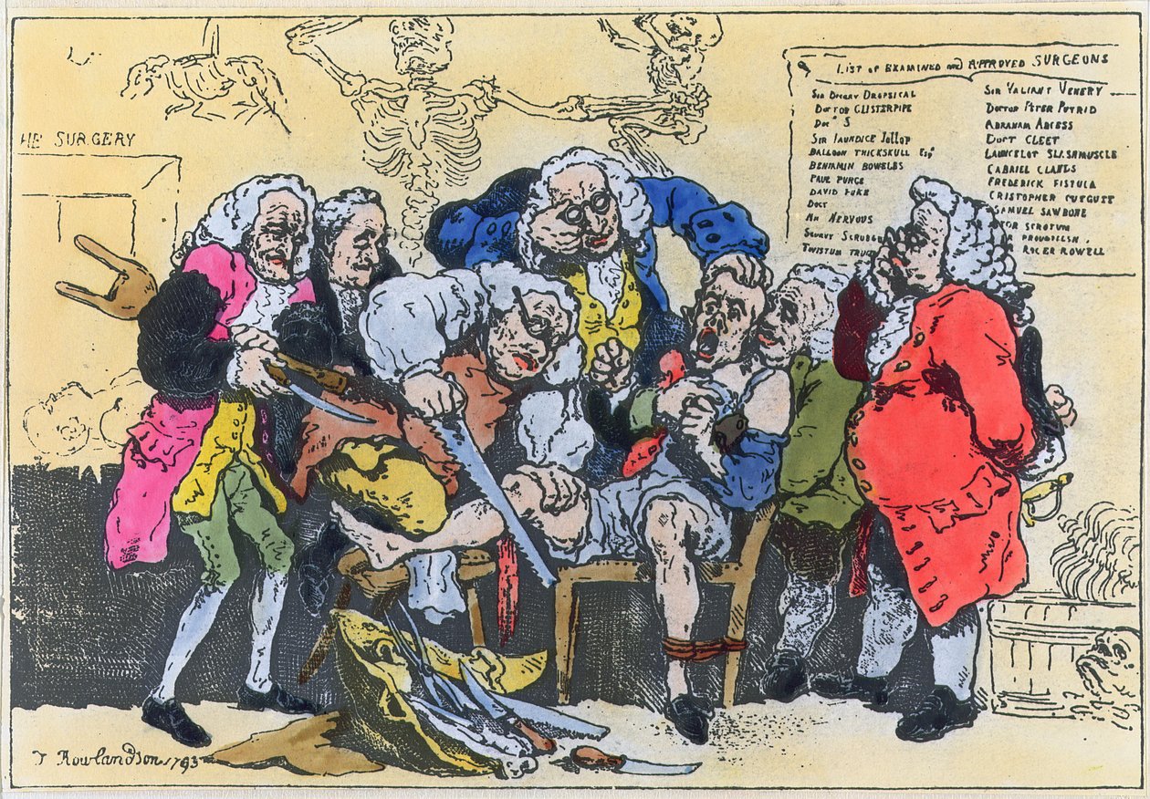Karikatur av georgiske kirurger på jobb av Thomas Rowlandson