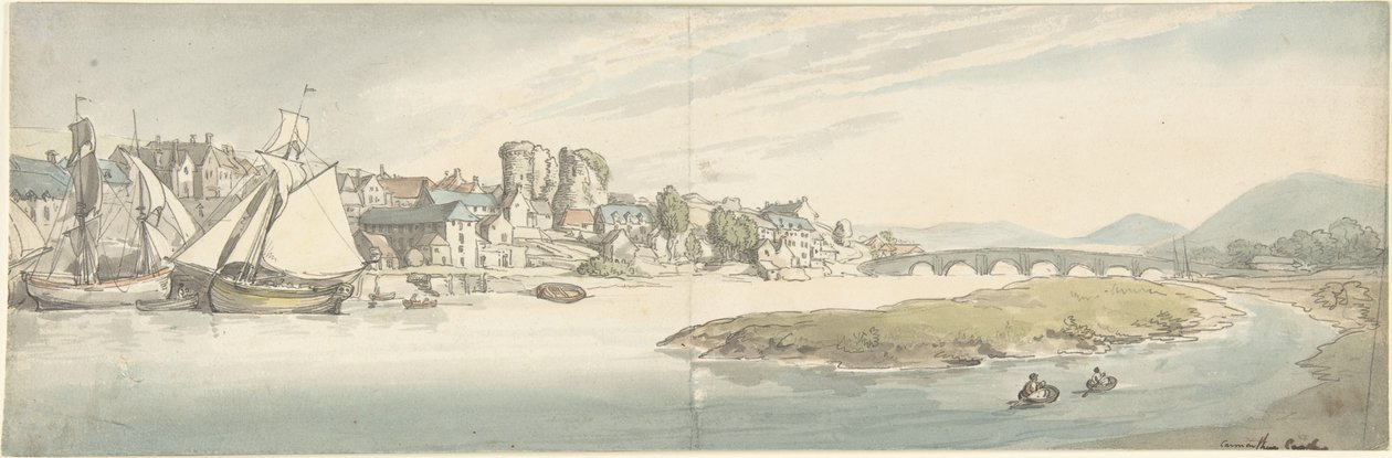 Carmarthen slott, Wales av Thomas Rowlandson
