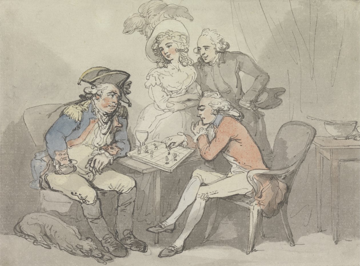 Sjakkmatt, ca. 1790 (akvarell og blekk over grafitt på papir) av Thomas Rowlandson