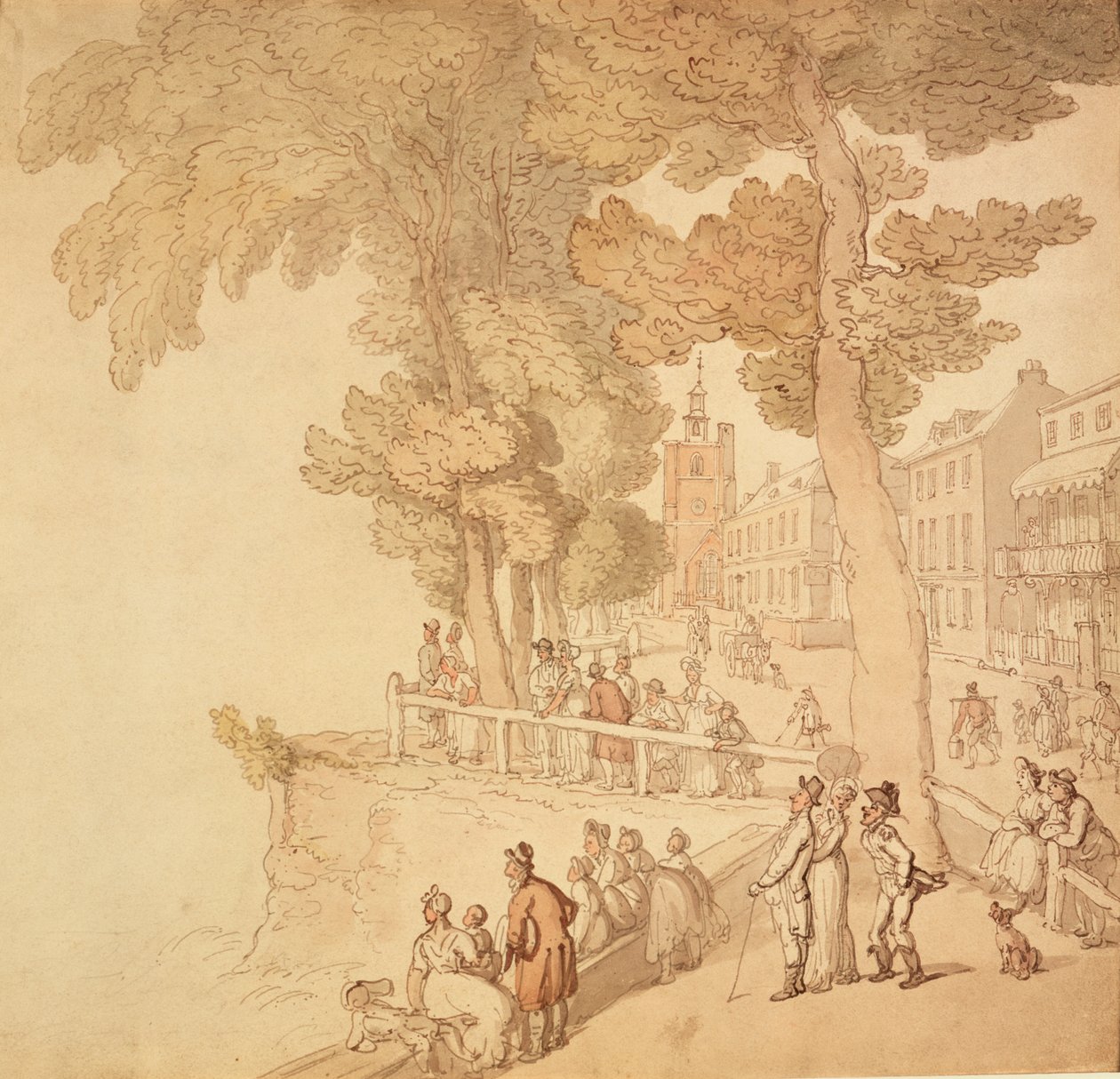 Cheyne Walk, London, sent på 1700-tallet - begynnelsen av 1800-tallet av Thomas Rowlandson