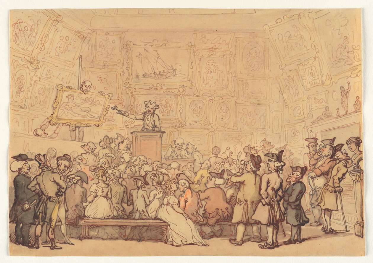 Christies auksjonssal, Pall Mall av Thomas Rowlandson