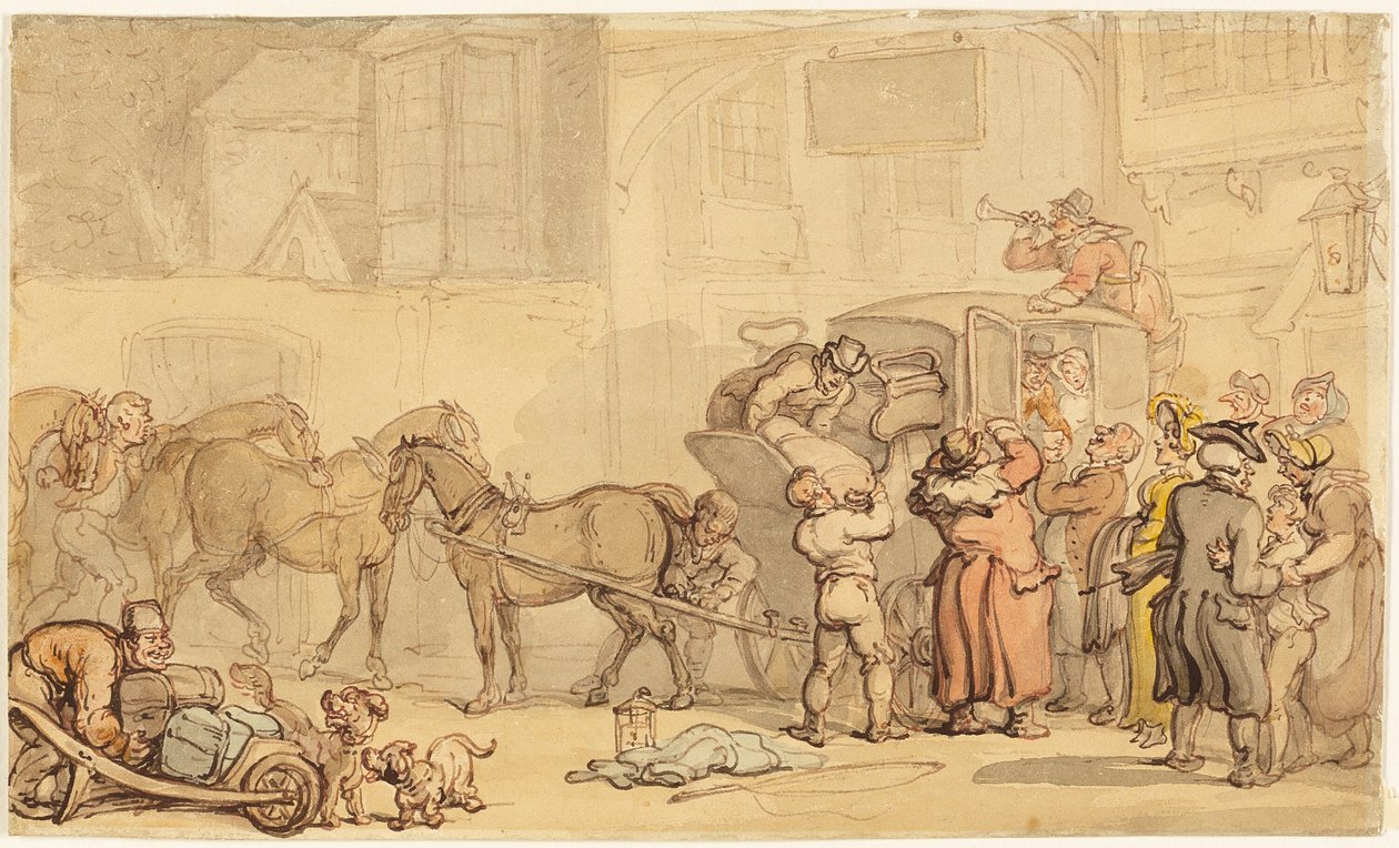 Trener som skifter hest av Thomas Rowlandson