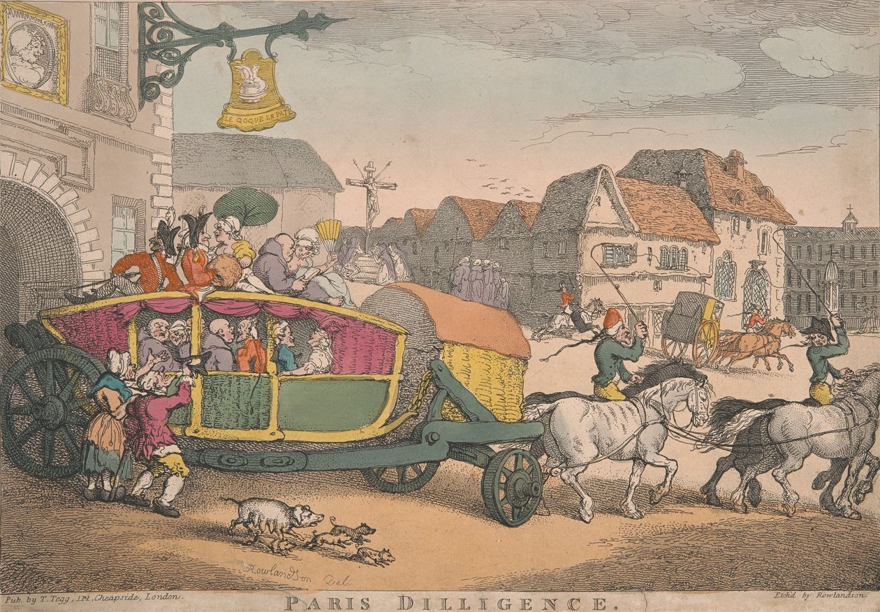 Coaching: Paris Diligence av Thomas Rowlandson