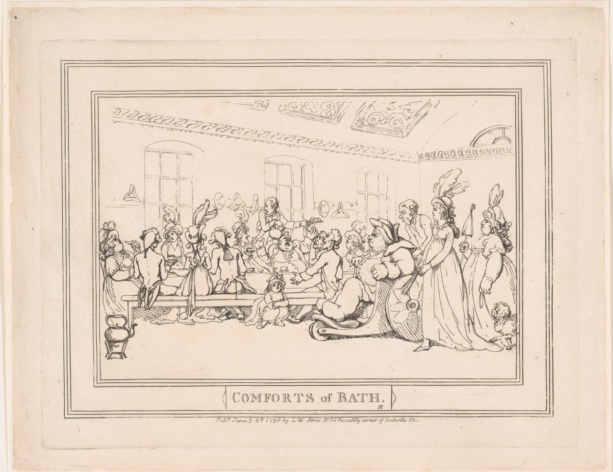 «Comforts of Bath», plate 11 av Thomas Rowlandson
