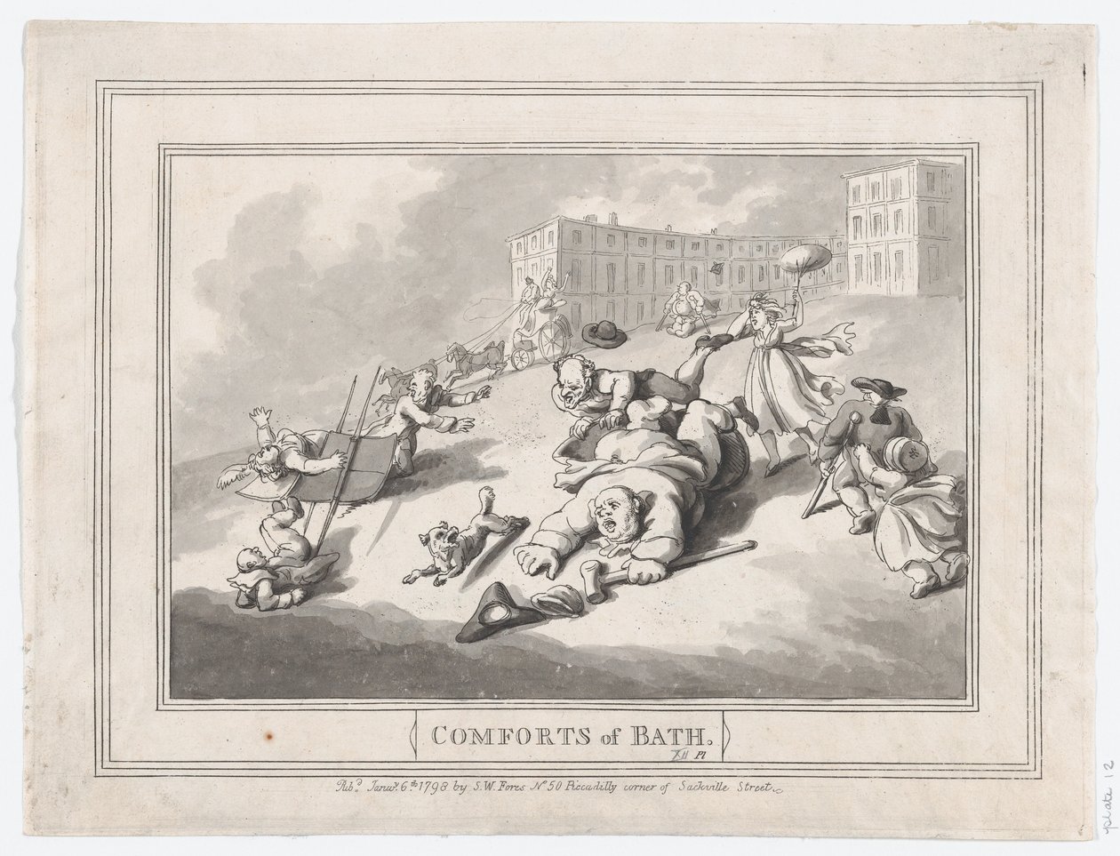 Comforts of Bath, Plate 12, 6. januar 1798., 6. januar 1798. av Thomas Rowlandson
