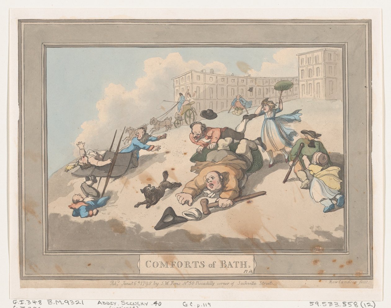 Comforts of Bath, Plate 12, 6. januar 1798., 6. januar 1798. av Thomas Rowlandson