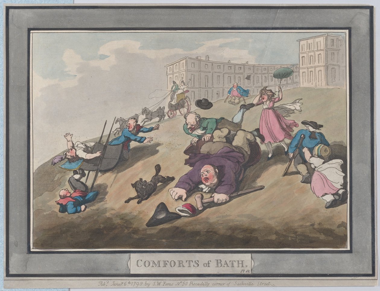Comforts of Bath, Plate 12, 6. januar 1798., 6. januar 1798. av Thomas Rowlandson