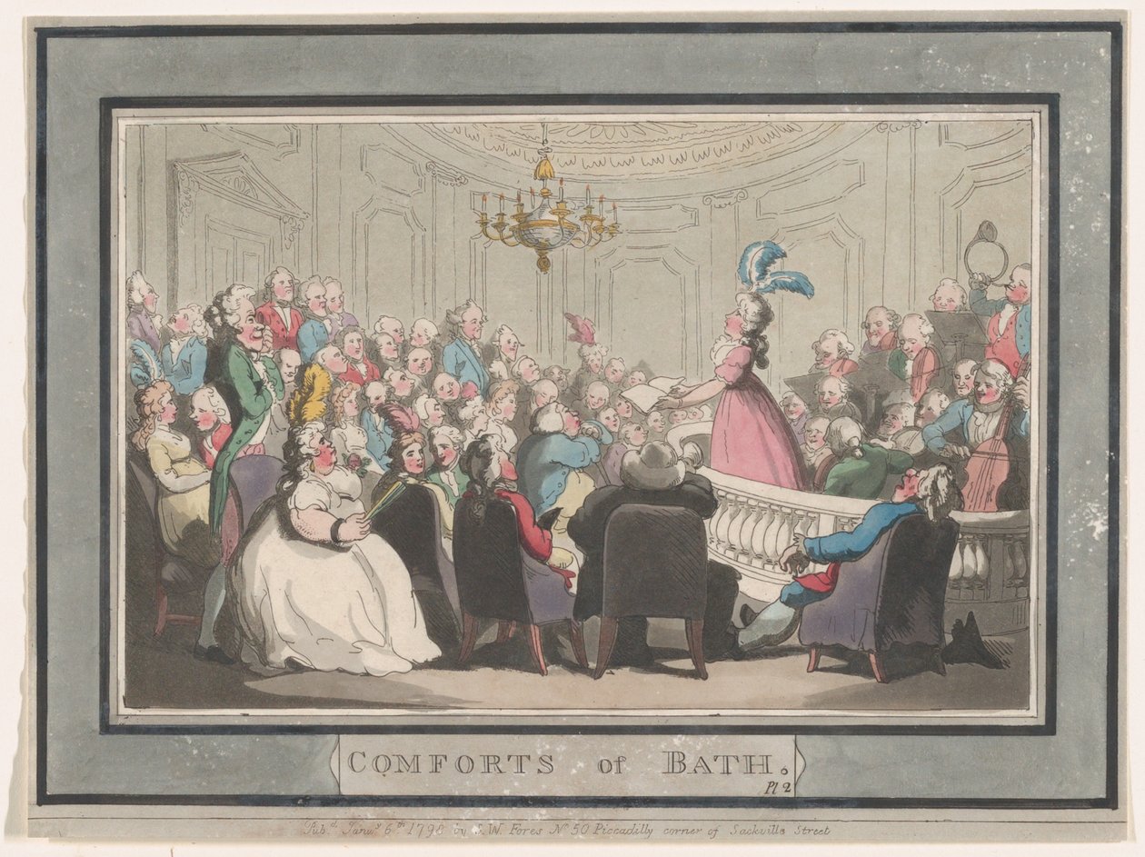 Comforts of Bath, Plate 2, 6. januar 1798., 6. januar 1798. av Thomas Rowlandson