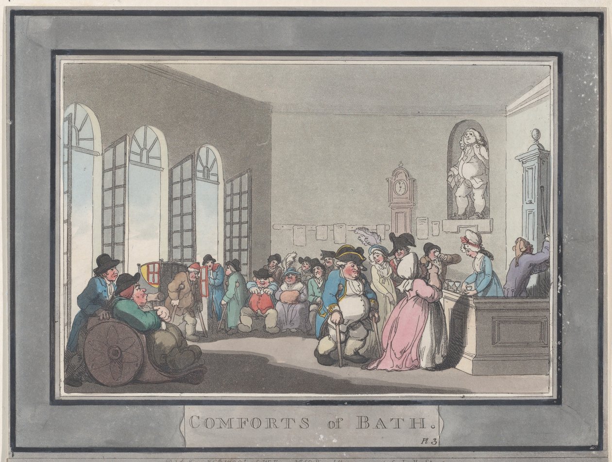 Comforts of Bath, plate 3, 6. januar 1798., 6. januar 1798. av Thomas Rowlandson