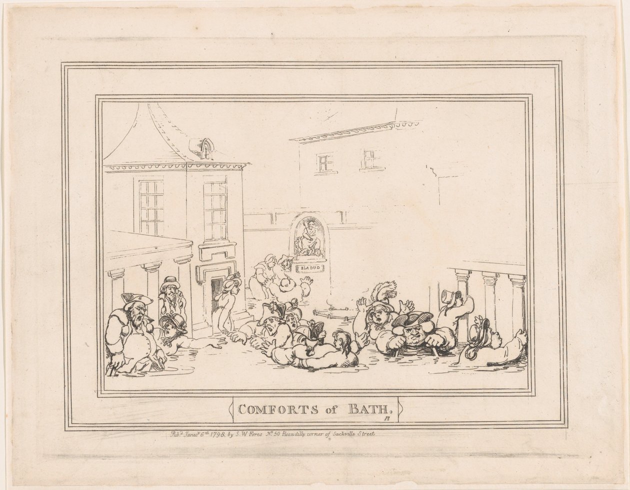 Comforts of Bath, Plate 7, 6. januar 1798., 6. januar 1798. av Thomas Rowlandson