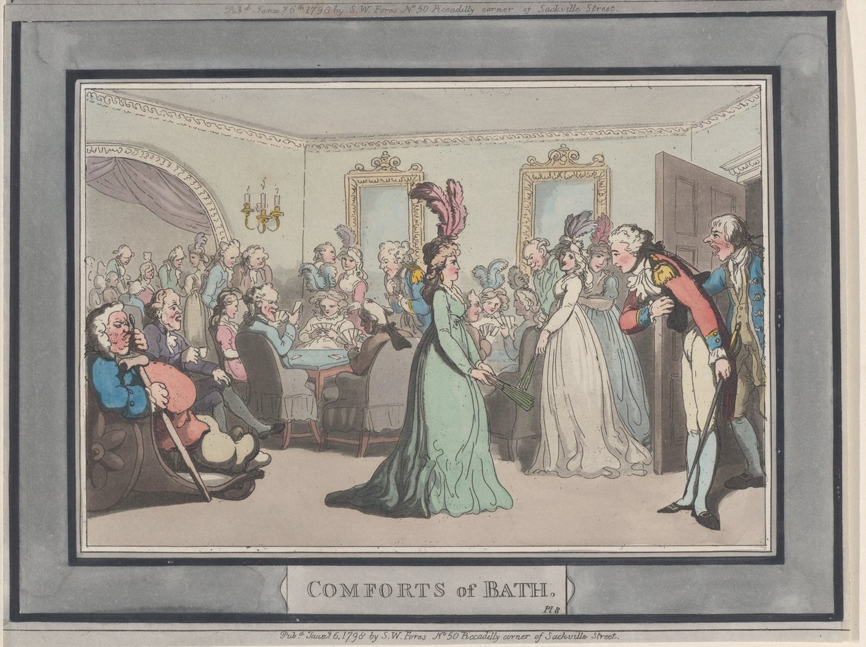 Comforts of Bath, plate 8, 6. januar 1798., 6. januar 1798. av Thomas Rowlandson