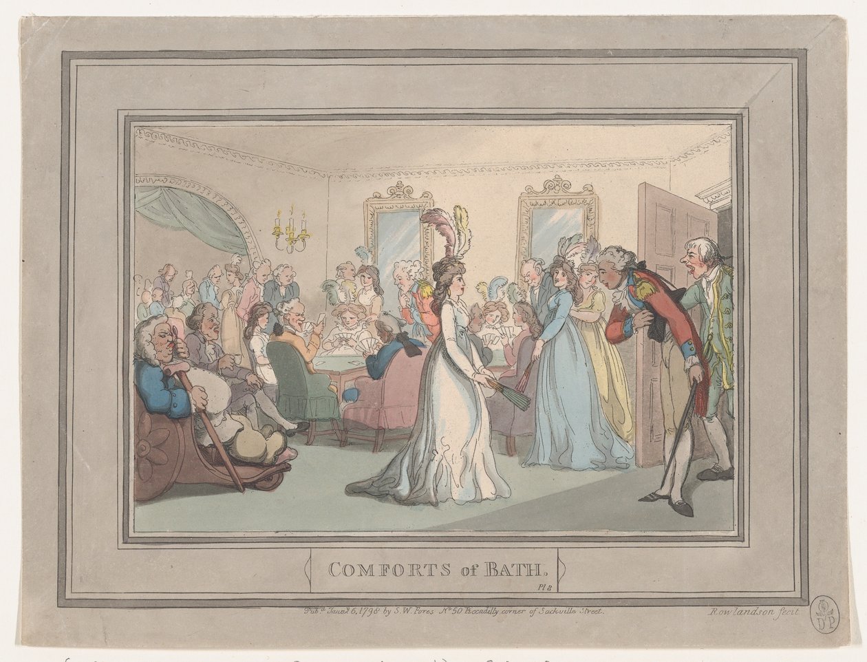 Comforts of Bath, Plate 8, 6. januar 1798., 6. januar 1798. av Thomas Rowlandson