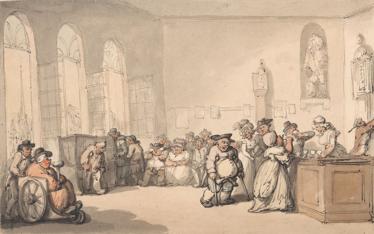 Badsglede: Pumpesalen av Thomas Rowlandson