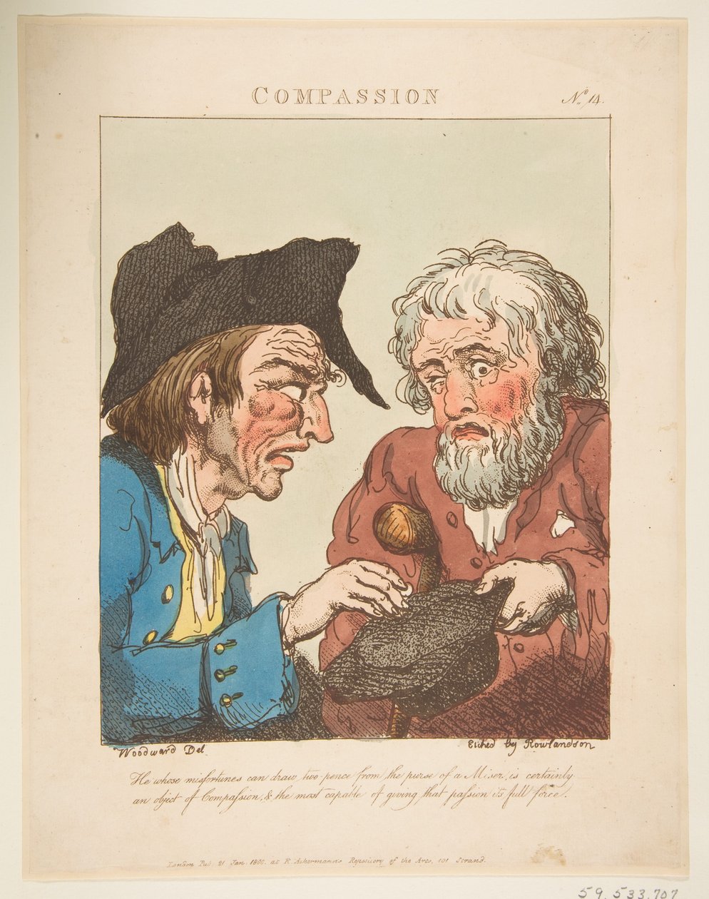 Compassion Le Brun Travested, eller Caricatures of the Passions, 21. januar 1800. av Thomas Rowlandson
