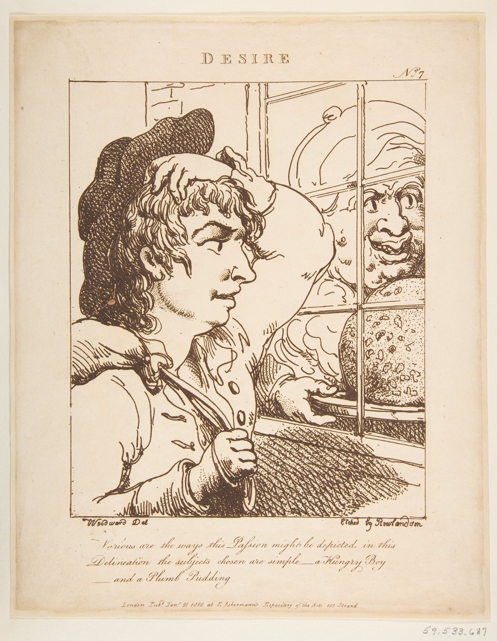 Desire Le Brun Travested, eller Caricatures of the Passions, 20. januar 1800. av Thomas Rowlandson
