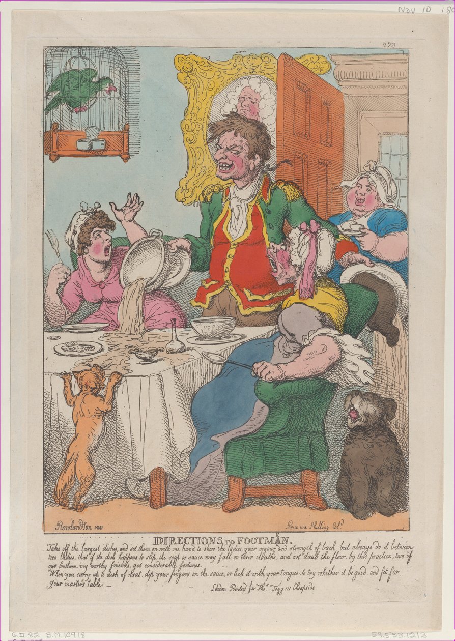 Veibeskrivelse til Footmen, 10. november 1807., 10. november 1807. av Thomas Rowlandson